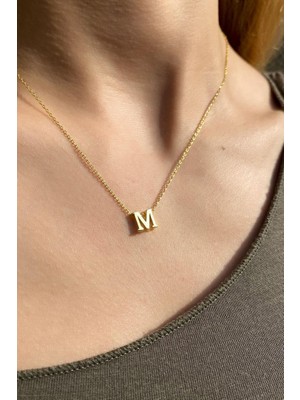 Spossy Silver Jewelry M Harfi Minimal Kolye