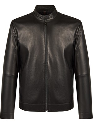 Derimod Mane Erkek Siyah Hakim Yaka Deri Ceket 26SGD6600U7