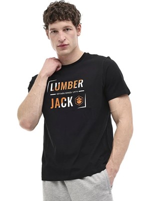 Lumberjack Okina 11ID1-104 0 Yaka Erkek Tshirt - Siyah