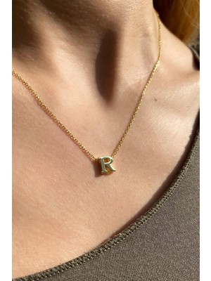 Spossy Silver Jewelry R Harfi Minimal Kolye