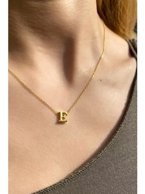 Spossy Silver Jewelry E Harfi Minimal Kolye