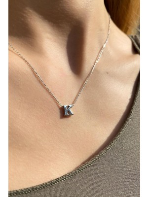 Spossy Silver Jewelry K Harfi Minimal Kolye