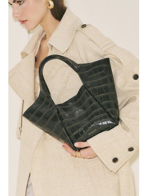 Manuka Tara Kabartma Deri Çanta Koyu Yeşil