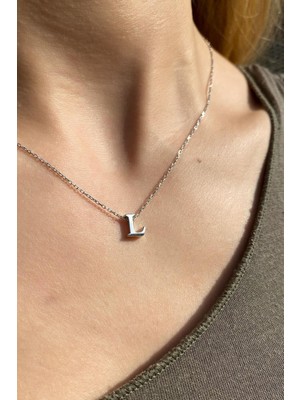 Spossy Silver Jewelry L Harfi Minimal Kolye