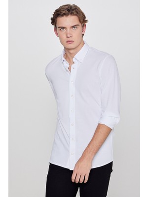 Lee Pamuklu Slim Fit Dar Kesim Klasik Yaka Örme Gömlek