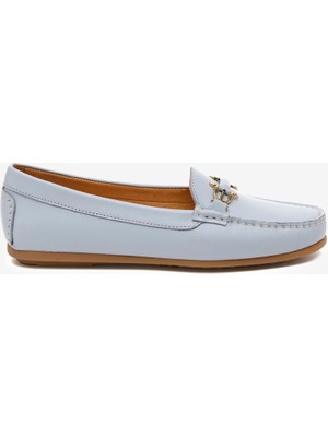 Greyder Kadın Mavi Hakiki Deri Loafer Ayakkabı 6Y2WA57725