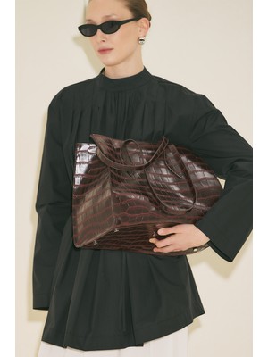 Manuka Kabartma Deri Cıty Çanta Bordo