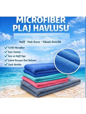 Bilmar Mikrofiber Ultra Emici Hızlı Kuruyan Kum Tutmaz Spor, Havuz, Plaj Havlusu 70 x 140 cm x 4 Adet