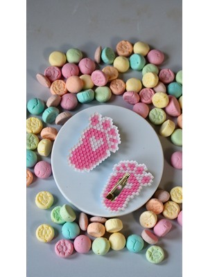 Seard Miyuki Boncuk El Yapımı Pembe Bebek Ayağı Kız Bebek Broş - Yaka Iğnesi