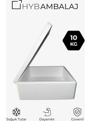 Hyb Ambalaj B-2 10KG Soğuk Zincir Strafor Köpük Kutu (50X40X21) - Isı Yalıtımlı, Kapaklı, Termal Gıda Taşıma