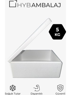 Hyb Ambalaj 5kg Kapasiteli Soğuk Zincir Strafor Köpük Kutu 39,5X29,8X18 Isı Yalıtımlı, Kapaklı, Termal Gıda Taşıma Beyaz