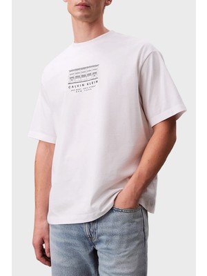 Calvin Klein % 100 Pamuk Relaxed Fit Logolu Bisiklet Yaka T Shirt LV04RF823GYAF Erkek T Shirt LV04RF823G Yaf