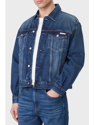 Calvin Klein % 100 Pamuklu Regular Fit Klasik Yaka Kot Ceket LV04RF705GPTT Erkek Kot Ceket LV04RF705G Ptt