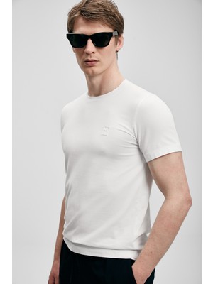 Lufian Erkek Pablo Modern Grafik T-Shirt 111020318 Kırık Beyaz