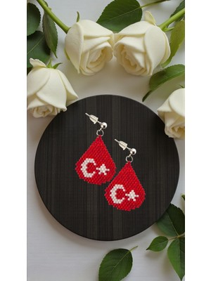 Seard Miyuki Boncuk El Yapımı Türk Bayrağı Küpe 1