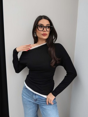Esra Helvacı Düşük Omuz Çift Katmanlı Bluz
