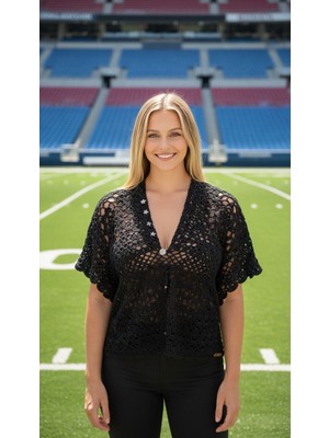 Gönülden Tasarım El Örgüsü Inci Boncuklu Süveter Kadın Bluz