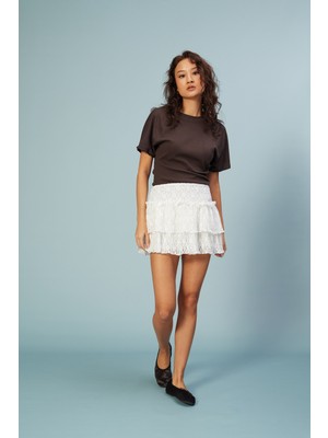 Nisan Triko Fırfırlı Dantel Etek