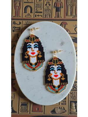 Seard Miyuki Boncuk El Yapımı Kleopatra Mısır Firavun Küpe 1