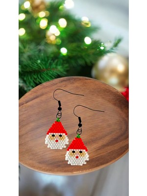 Seard Miyuki Boncuk El Yapımı Noel Baba Küpe Yılbaşı Christmas Noel 1