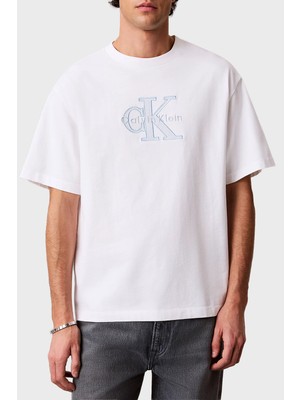 Calvin Klein % 100 Pamuk Regular Fit Logolu Bisiklet Yaka T Shirt LV04RF819GYAF Erkek T Shirt LV04RF819G Yaf