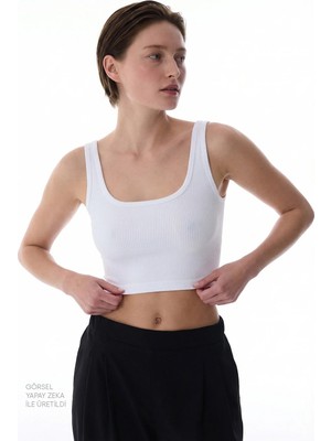 Penti Beyaz Seamless Dikişsiz Kare Yaka Crop Üst