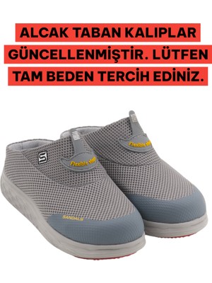Sandal Spor Kadın Ince Taban Ortopedik File Sabo Doktor Hemşire Hastane Aşçı Terliği SS001-0258 Füme