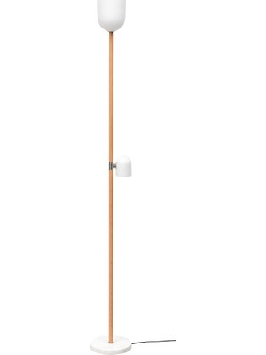 IKEA Meşe Ahşap Beyaz Meşe Dekoratif Yer ve Okuma Lambası 180 cm Lambader