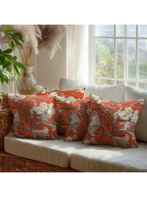 Güzel Mağaza Dijital Baskı Nakış Desenli 4 'lü Aynı Desen Kare Kırlent Kılıfı