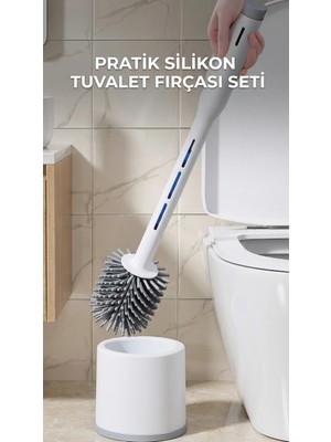 Deterjan Hazneli Silikon Tuvalet Fırçası Temizlik Seti