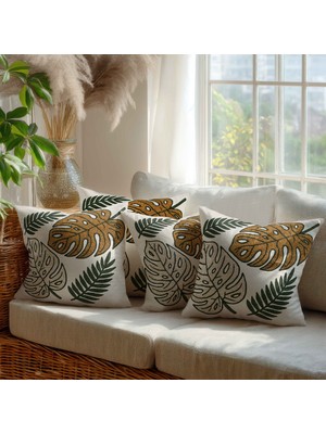 Güzel Mağaza Dijital Baskı Nakış Desenli 4 'lü Aynı Desen Kare Kırlent Kılıfı