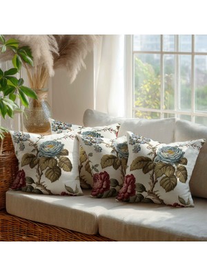 Güzel Mağaza Dijital Baskı Nakış Desenli 4 'lü Aynı Desen Kare Kırlent Kılıfı