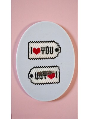 Seard Miyuki Boncuk El Yapımı I Love You Asker Künyesi Broş - Yaka Iğnesi