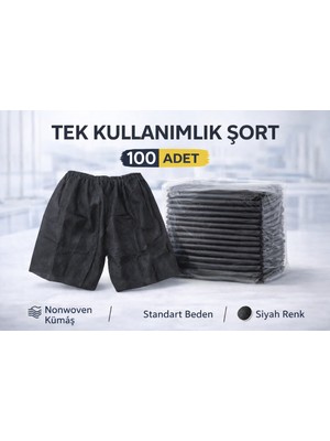 Sylar Tek Kullanımlık Şort 100 Adet Nonwoven Kumaş Siyah Standart Beden