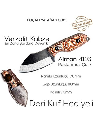 Foçalı 5001 Verzalit Yatağan El Yapımı 15CM Av Kamp Bıçağı