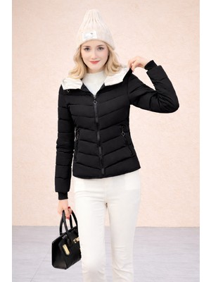 Barbora Kışlık Şişme Kapüşonlu Kadın Mont