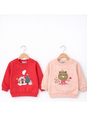 HelloBaby Kız Bebek Pamuklu Sweatshirt – Desenli Model