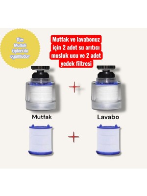 Truva Su Tasarruflu Kireç Önleyici Özellikli Musluk Ucu 2 Adet ve 2 Adet Yedek Filtre