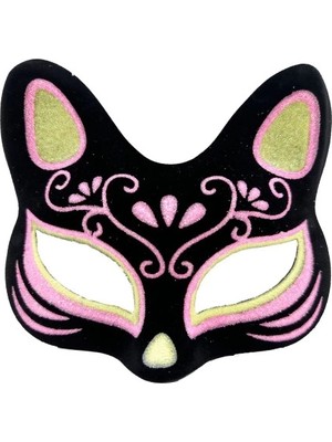 Epilons Siyah Süet Sarı Pembe Simli Maskesi