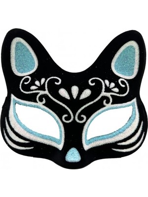 Epilons Siyah Süet Gümüş Simli Maskesi