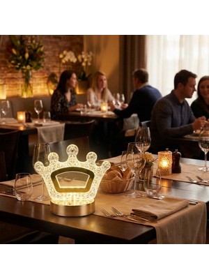 Shopwave Kral Tacı Model Kristal LED Masa Lambası – Dokunmatik, 3 Renk Işık Modlu, Şarjlı Mini Dekoratif Gece Lambası (5047)