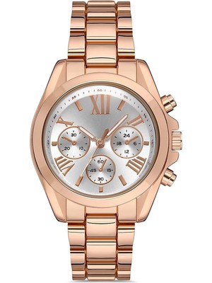 Epilons Zarif Özel Tasarım Roma Rakam Detaylı Metal Bayan Kol Saati (Rose)