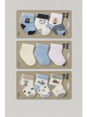 Baby Fou Pamuklu 0-6 Ay Yenidoğan Bebek 9'lu Bebek Çorabı