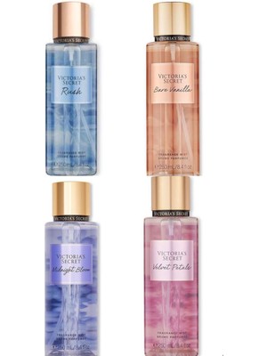 Victoria's Secret 4'lü Set Vücutspreyi Bare vanilla,Mıdnıght bloom, Velvet petals, Rush en sevilenler bir arada