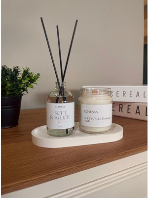 Elmessa Pudra Kokusu ve Kokulu Mum(Standlı ve Verniklidir)