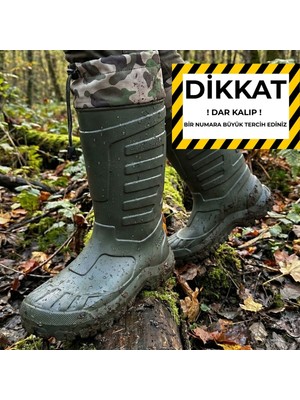 Çiğdem Kundura Serabien Termal Çoraplı Eva Kauçuk Avcı ve Outdoor Çizmesi - Haki Yeşil - 42