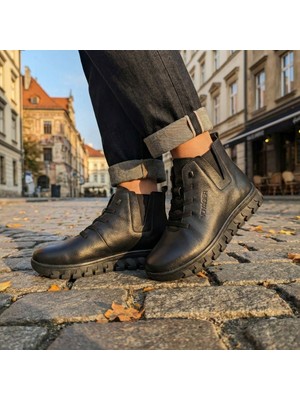 Voyager B002 - Hakiki Deri Ortopedik Tabanlı Kadın Bot - Siyah - 41