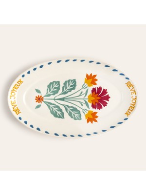 Zsa Zsa Zsu Luohu Porselen Oval Tabak 31X18 cm Renkli