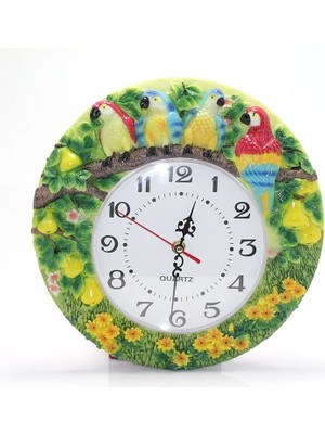 Epilons Papağanlı Polyester Duvar Saati
