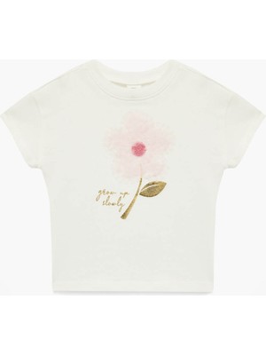 Koton 26YY59000394 Ekru Kız Bebek T-Shirt 6SMG10020AK